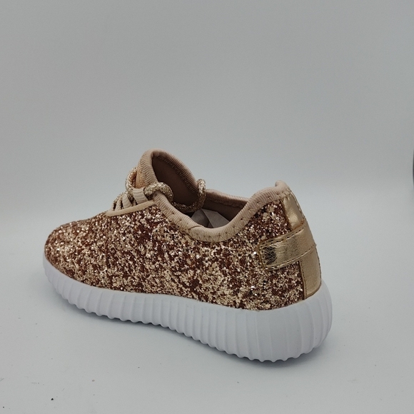Glittery Rose Gold Kids Sneakers - Picture 7 of 8